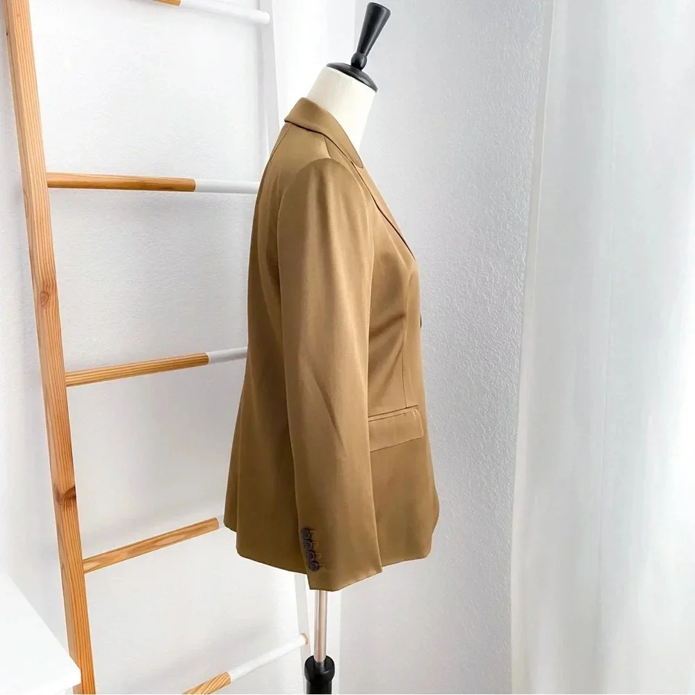 J. Crew Long Parke Blazer In Luster Crepe Earth Brown Women’s 2 NEW